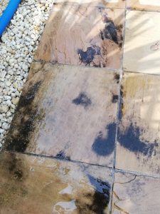 Sandstone paver before pressure clean armstrong creek